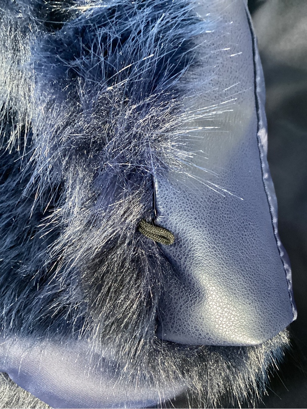 Fampuguizhen Women’s M  Faux Fur Cropped Jacket Navy Blue Bolero Shrug Coat NWT - Picture 5 of 10